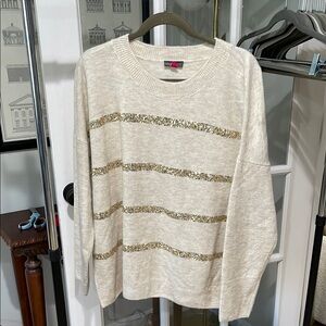 Chic Cream Sweater with Gold Accents
